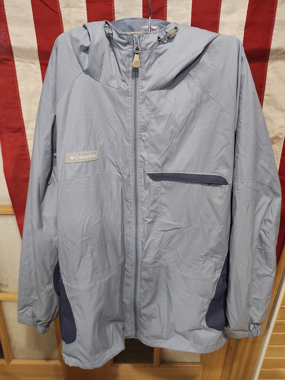 Columbia Women's Light Blue Hooded Rain Jacket